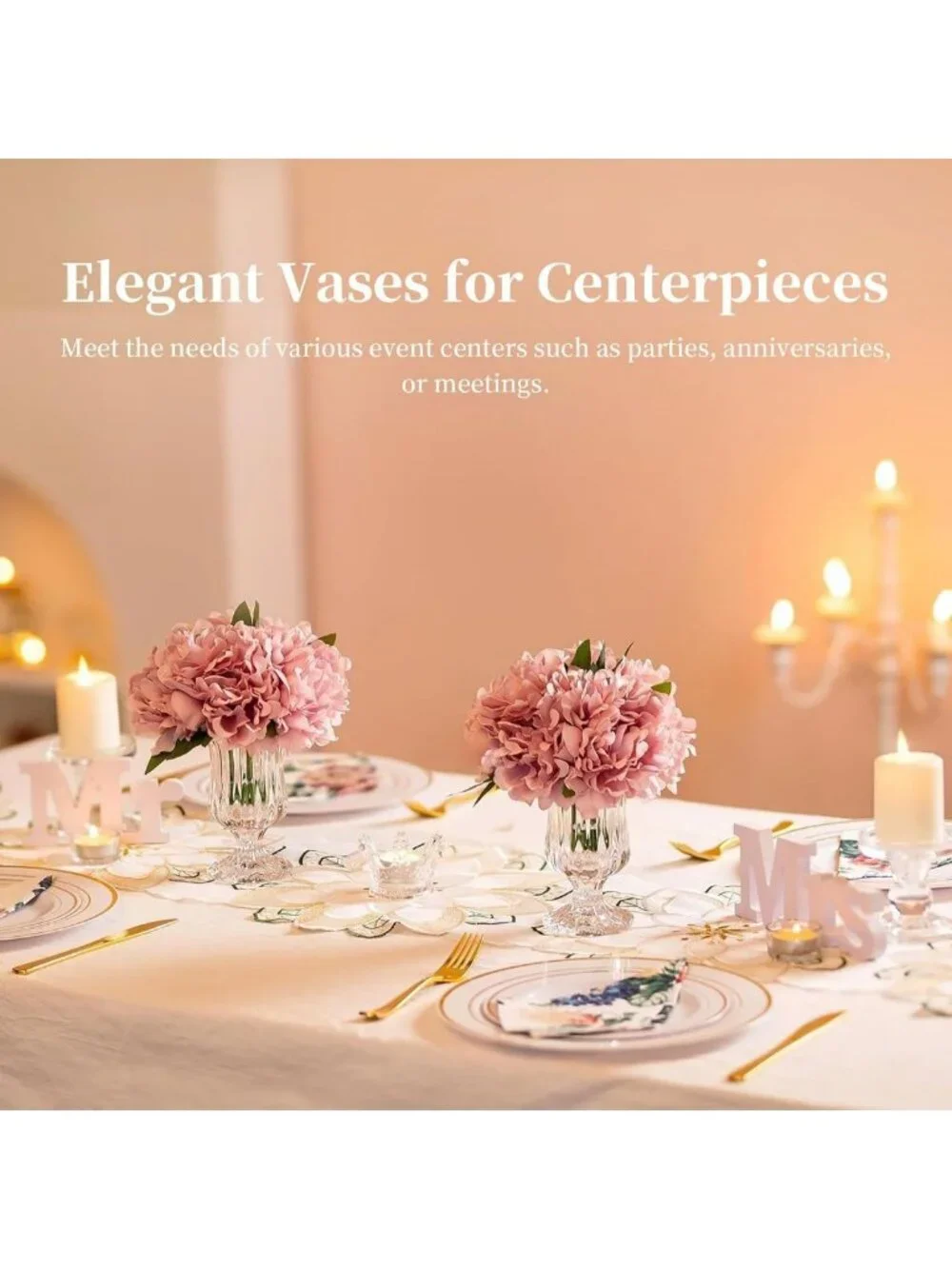 Set of 6 Small Ribbed Glass Pedestal Vases | Vintage Floral Centerpieces for